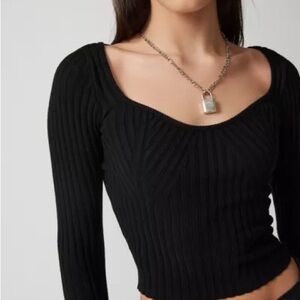 Urban Outfitters Sweetheart Neckline Black Sweater